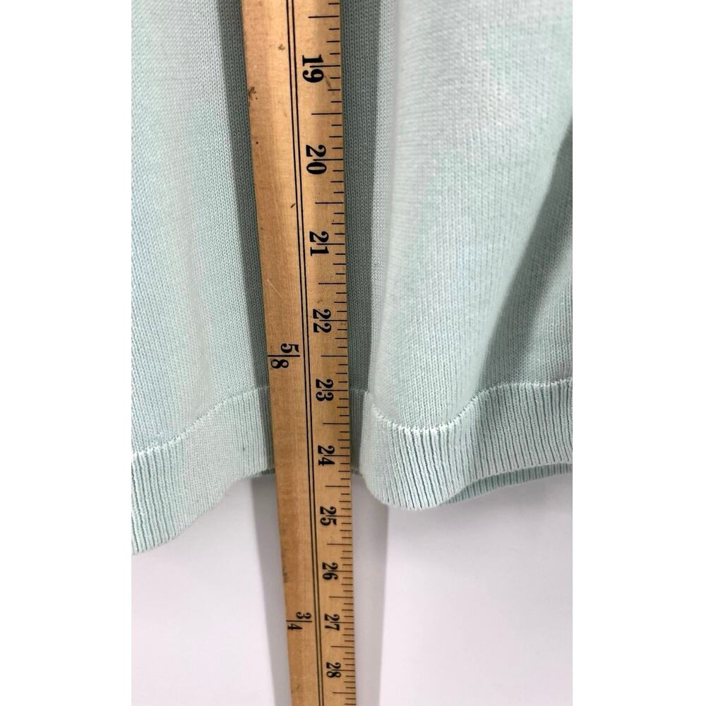 Talbots Floral Embroidered Cardigan Sweater Size 2Xp Mint Green Pom Pom Detail - Picture 9 of 12